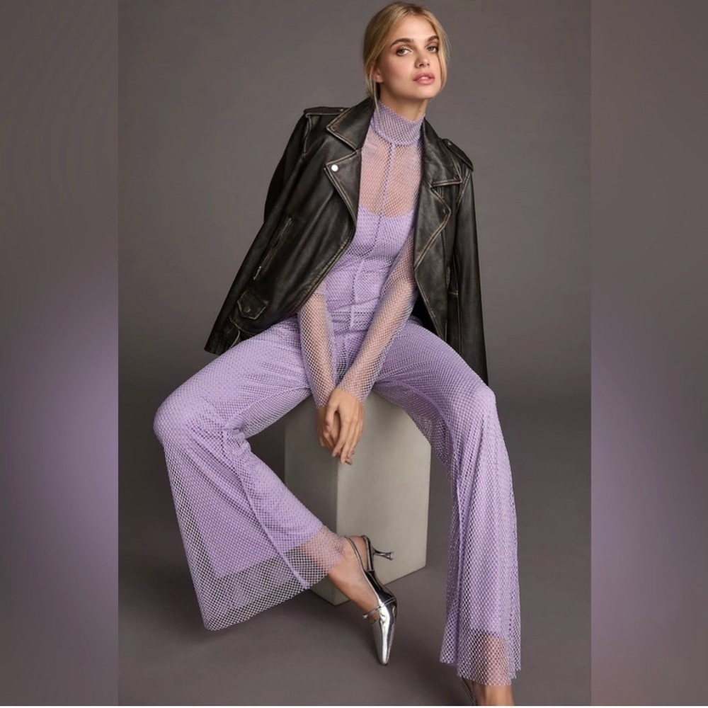 Anthropologie Lavender Sunday in Brooklyn Rhinestone Jumpsuit